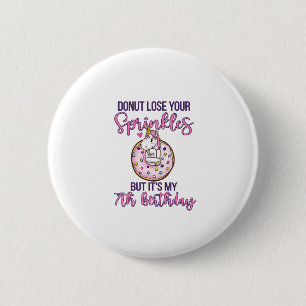 Badge Rond 5 Cm Enfants 7ème Anniversaire Donut Fête Licorne Sept