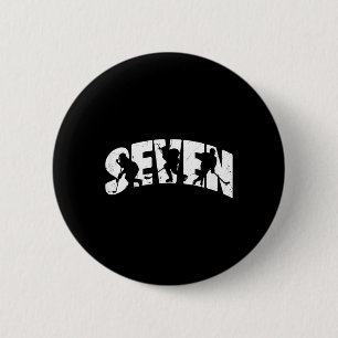 Badge Rond 5 Cm Enfants 7ème Anniversaire Rétro Hockey Sur Glace 7