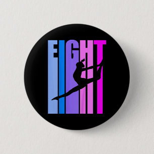 Badge Rond 5 Cm Enfants 8e anniversaire Gymnastique Filles Gymnast