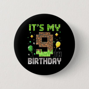 Badge Rond 5 Cm Enfants 9e anniversaire joueur Pixel 9 ans vidéo G