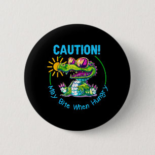 Badge Rond 5 Cm Enfants Alligator Crocodile Floride Vacances Été