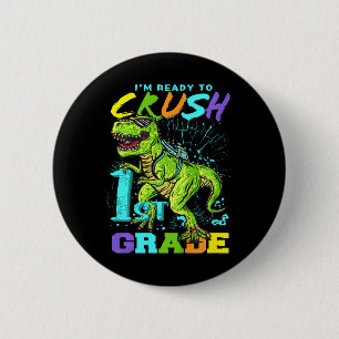 Badge Rond 5 Cm Enfants Amusants Première Classe T-Rex Tee