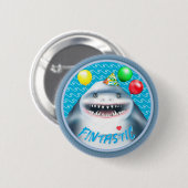 Badge Rond 5 Cm Enfants d'anniversaire de requins (Devant & derrière)