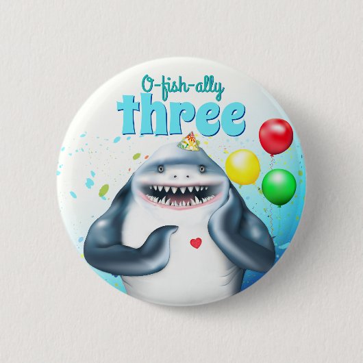 Badge Rond 5 Cm Enfants d'anniversaire de requins (Devant)