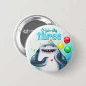 Badge Rond 5 Cm Enfants d'anniversaire de requins (Devant & derrière)