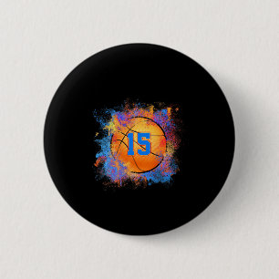 Badge Rond 5 Cm Enfants de 15 ans 15e anniversaire de basket-ball 