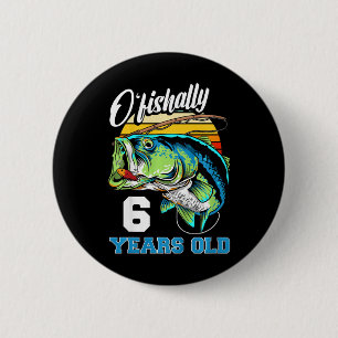 Badge Rond 5 Cm Enfants de 6 ans pêcheur officiellement 6 ans anni