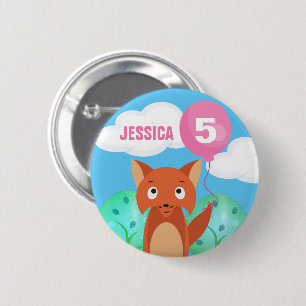 Badge Rond 5 Cm Enfants de renard et de ballon Personnalisé Annive