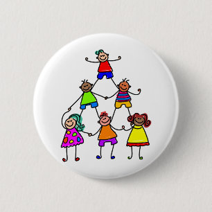 Badge Rond 5 Cm Enfants de travail d'équipe
