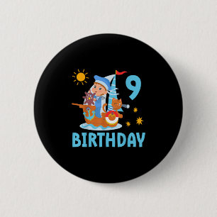 Badge Rond 5 Cm Enfants drôles 9ème Anniversaire Voilier Voile Boa
