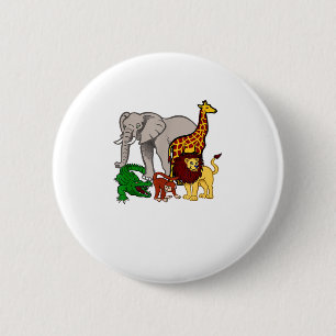 Badge Rond 5 Cm Enfants Eléphant Giraffe Garçons Filles Lion Zoo A