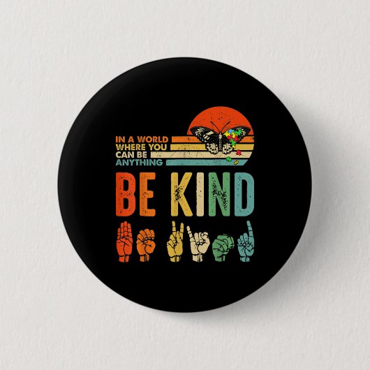 Badge Rond 5 Cm Enfants être gentil Sensibilisation sur l'autisme (Devant)