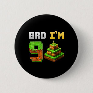 Badge Rond 5 Cm Enfants Garçon Son 9e Anniversaire Jeu de Bro Pixe