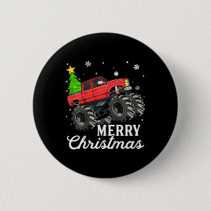 Badge Rond 5 Cm Enfants Garçons Noël Monster Camion Enfants Merry