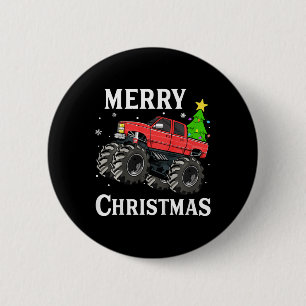 Badge Rond 5 Cm Enfants Garçons Noël Monster Camion Enfants Merry