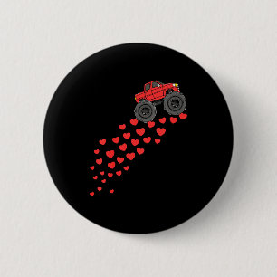 Badge Rond 5 Cm Enfants Garçons Saint-Valentin Monster Truck Cœurs