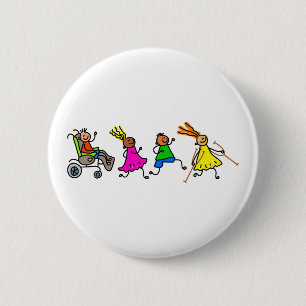 Badge Rond 5 Cm Enfants handicapés