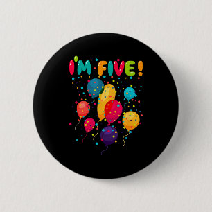 Badge Rond 5 Cm Enfants heureux 5 cinquième anniversaire ballons d
