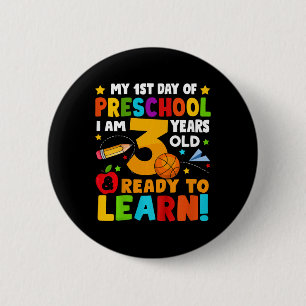 Badge Rond 5 Cm Enfants, j'ai 3 ans, prêt à apprendre, premier jou