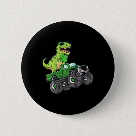 Badge Rond 5 Cm Enfants Jour de la Saint Patrick T Rex équitation  (Devant)