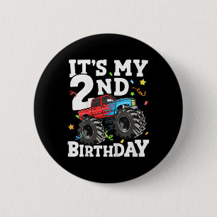 Badge Rond 5 Cm Enfants Monster Camion Mon 2e anniversaire garçon
