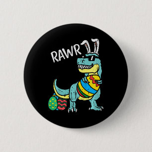 Badge Rond 5 Cm Enfants Pâques Trex Lapin Rawr Tout-Petits Garçons