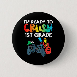 Badge Rond 5 Cm Enfants Prêts À Écraser 1ère Classe Premier Jeu Vi
