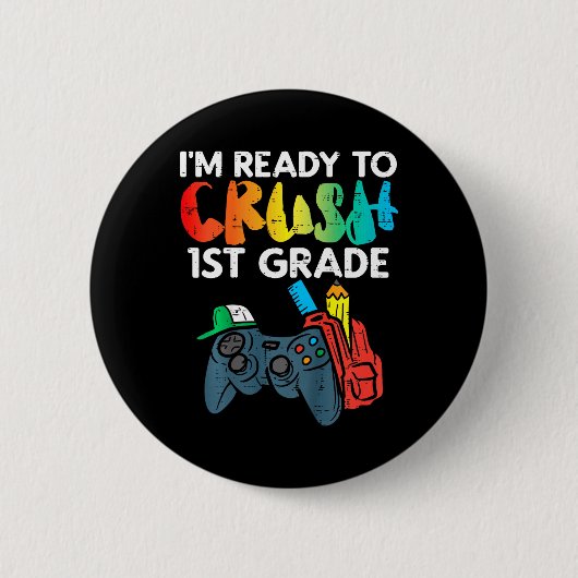 Badge Rond 5 Cm Enfants Prêts À Écraser 1ère Classe Premier Jeu Vi (Devant)
