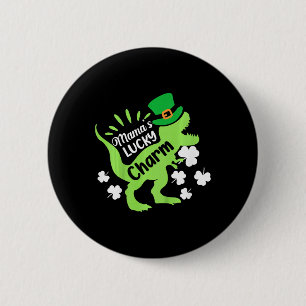 Badge Rond 5 Cm Enfants Saint-Patrick Mamas Charme Chanceux Dinosa