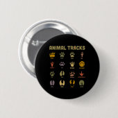 Badge Rond 5 Cm Enfants Sauvage Animaux Tracks Enfants Apprendre (Devant & derrière)