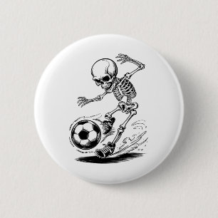 Badge Rond 5 Cm Enfants squelettes effrayants jouant au football H