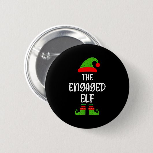 Badge Rond 5 Cm Engaged Elf Family Matching Christmas Engagement (Devant & derrière)