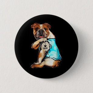 Badge Rond 5 Cm English Bulldog - I Love Mom Tattoo Mothers Day Gi