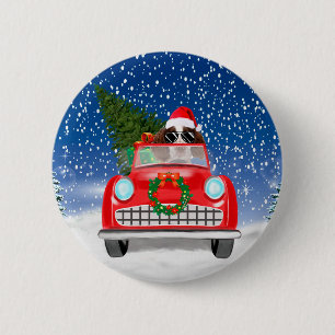 Badge Rond 5 Cm English Springer Spaniel Chien Voiture Dans Neige