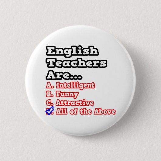 Badge Rond 5 Cm English Teacher Quiz...Joke (Devant)