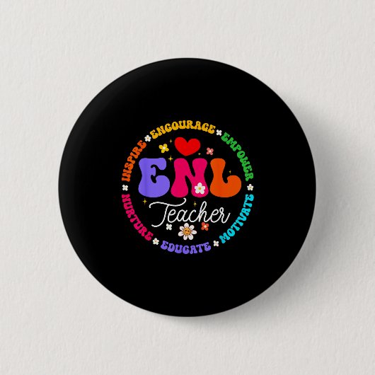 Badge Rond 5 Cm Enl Teacher Squad English New Language Squad Crew (Devant)