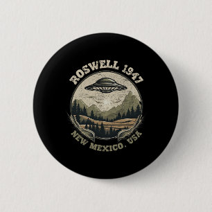 Badge Rond 5 Cm enlèvement à Roswell 1947 Nouveau-Mexique Ufo Vint