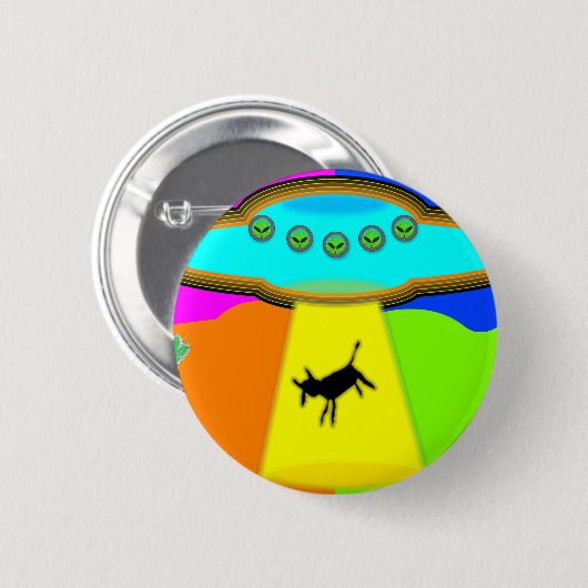 Badge Rond 5 Cm Enlèvement d'Aliens (Devant & derrière)