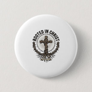 Badge Rond 5 Cm Enraciné dans le Christ Croix Gravure Vintage Chré