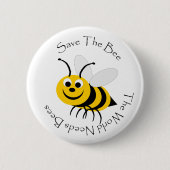 Badge Rond 5 Cm Enregistrer La Conception Des Abeilles (Devant)