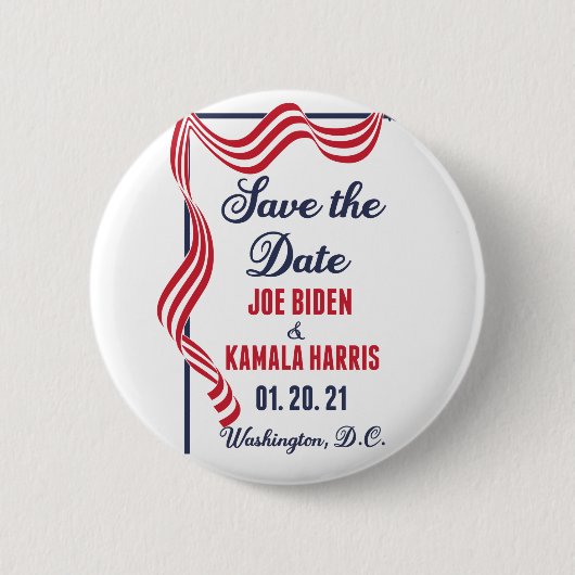 Badge Rond 5 Cm Enregistrer la date d'ouverture Biden Harris (Devant)