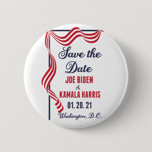Badge Rond 5 Cm Enregistrer la date d'ouverture Biden Harris