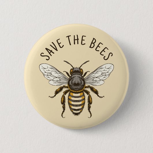 Badge Rond 5 Cm Enregistrer le bouton abeilles avec l'abeille (Devant)