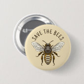 Badge Rond 5 Cm Enregistrer le bouton abeilles avec l'abeille (Devant & derrière)