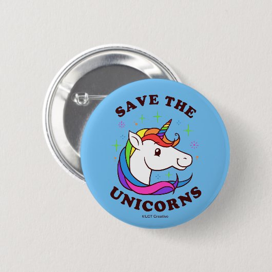 Badge Rond 5 Cm Enregistrer Les Unicornes (Devant & derrière)