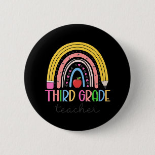 Badge Rond 5 Cm Enseignant 3e année Enseigner l'amour Inspirer Arc
