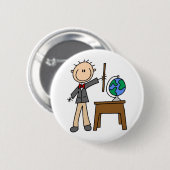 Badge Rond 5 Cm Enseignant Avec Globe (Devant & derrière)