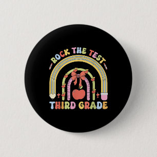Badge Rond 5 Cm Enseignant de 3e année Rock Le jour de l'examen Tr