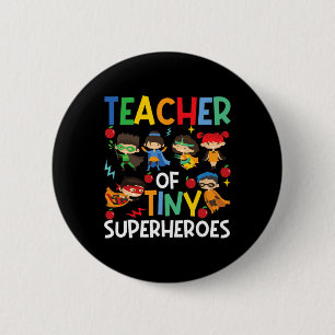 Badge Rond 5 Cm Enseignant de super-héros minuscules Funny Teach 1