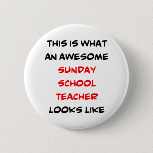 Badge Rond 5 Cm enseignant dimanche, génial (Devant)